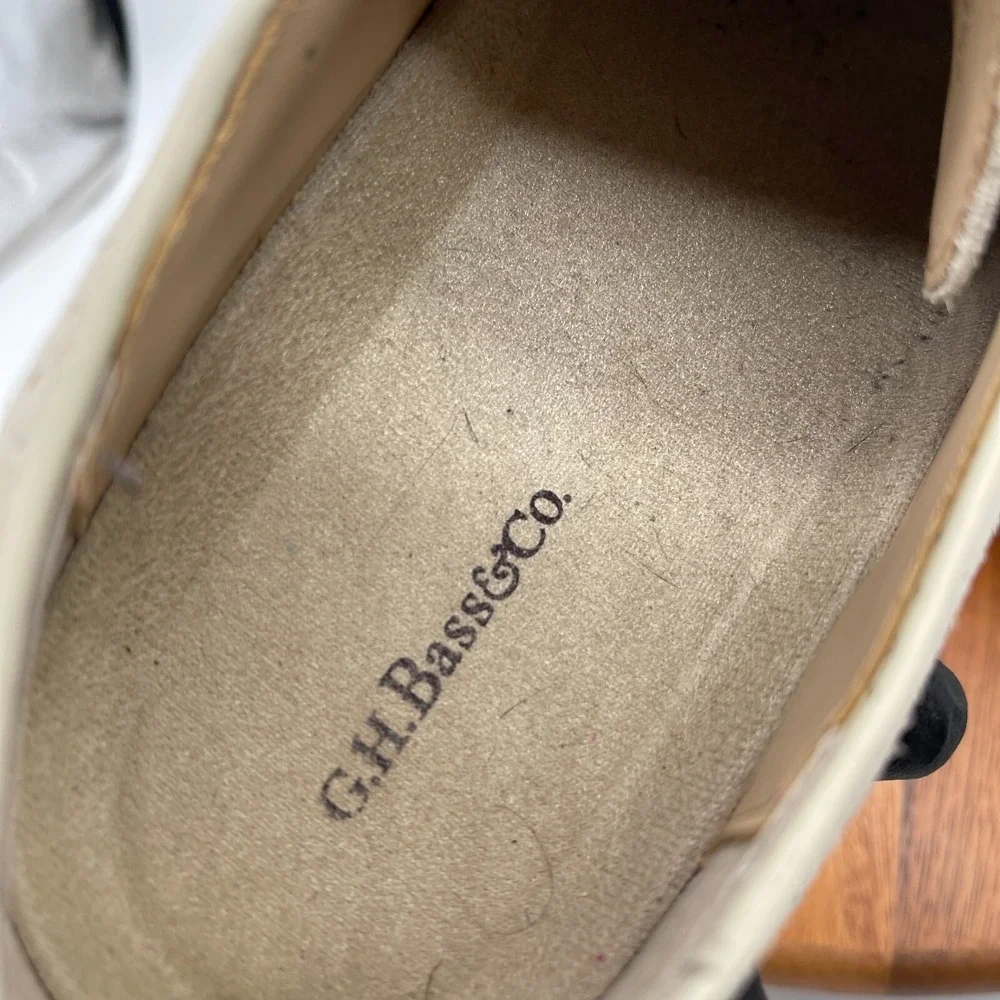 GH Bass & Co Shoes Mens 9.5 D‎ Beige Pembroke Suede Oxford Leather Dress Wingtip